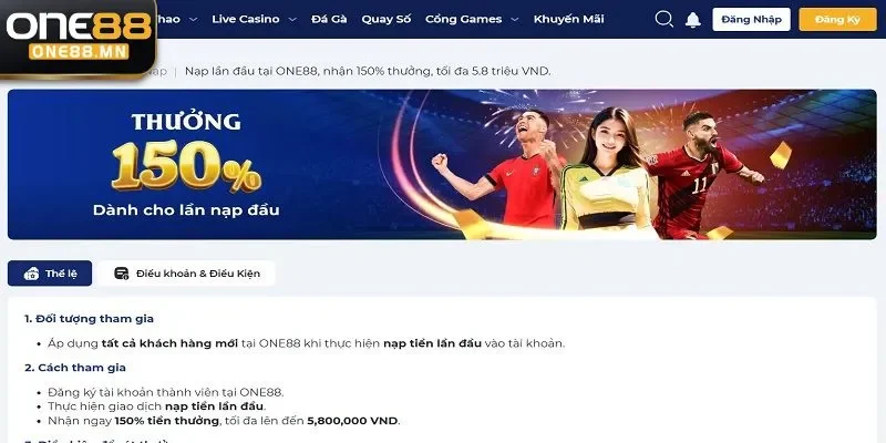 Khuyến Mãi ONE88 Khuyến mãi One88 nạp lần đầu vô cùng hấp dẫn